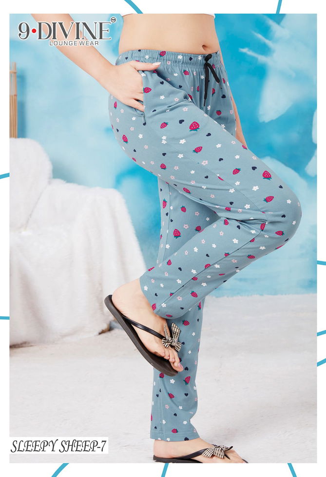 9 Divine Sleepy Sheep Cotton Hosiery Print Night Wear Pant Collection